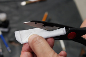 Hand-made folded pen, cutting nib into final shape