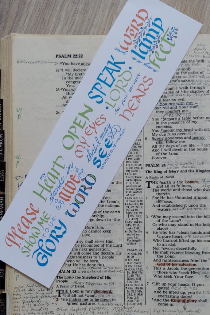 Calligraphy Bookmark in Bible