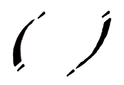 When pen is kept at 45 degrees