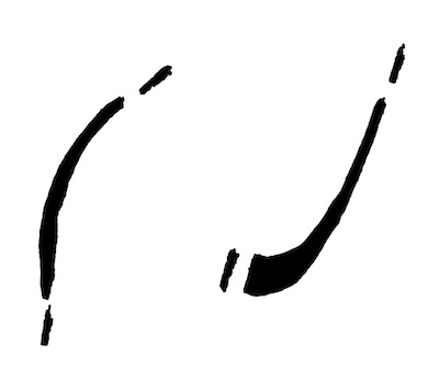 With wrist movement, the pen angle changes